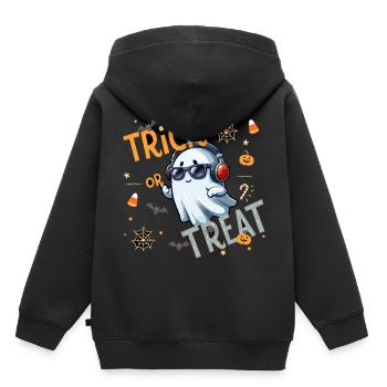 Trick or Treat Geist - Kinder Premium Organic Hoodie - Schwarz - Hinten - AI Model Kid Male (0cm)