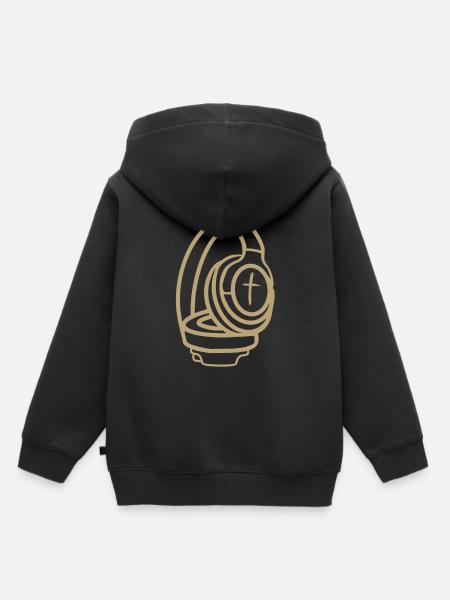 Kopfhörer mit Kreuz - Kinder Premium Organic Hoodie - Schwarz
