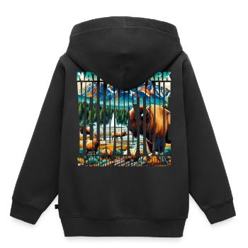 YELLOWSTONE - Kids Premium Organic Hoodie - black - Back - AI Model Kid Male (0cm)