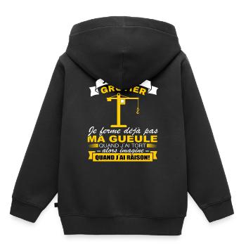 Un grutier je ferme pas ma gueule - Sweat Premium à capuche enfant bio - noir - Dos - AI Model Kid Male (0cm)
