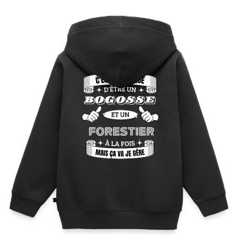 Forestier bogosse - Sweat Premium à capuche enfant bio - noir - Dos - AI Model Kid Male (0cm)