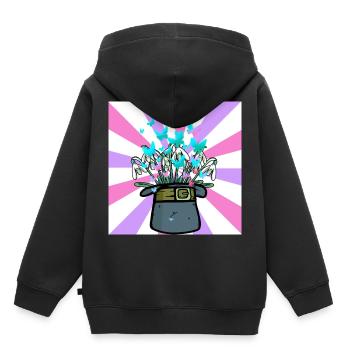 Chapeau Conjure Printemps Début Fleurs Fleur - Sweat Premium à capuche enfant bio - noir - Dos - AI Model Kid Male (0cm)