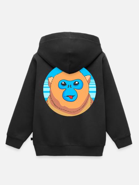 Stupsnasenaffe Affe Schimpanse - Kinder Premium Organic Hoodie - Schwarz