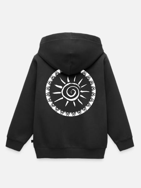 Geometrisches Sunburst Mandala Design - Kinder Premium Organic Hoodie - Schwarz