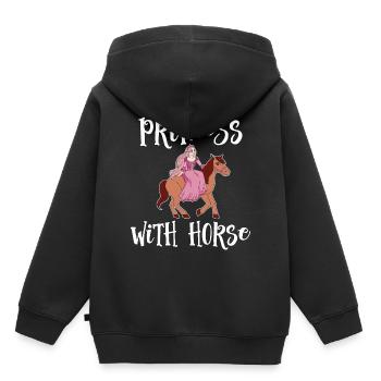 Princesse Avec Cheval Cheval Fille Fille Mignon - Sweat Premium à capuche enfant bio - noir - Dos - AI Model Kid Male (0cm)