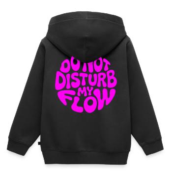 Ne dérange pas mon flux sous la marque rose - Sweat Premium à capuche enfant bio - noir - Dos - AI Model Kid Male (0cm)