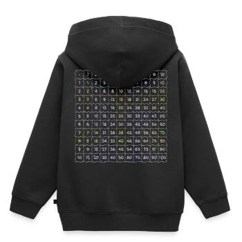 Tables de multiplication Nombres nets d’apprentissage scolaire de mathématiques - Sweat Premium à capuche enfant bio - noir - Dos - AI Model Kid Male (0cm)