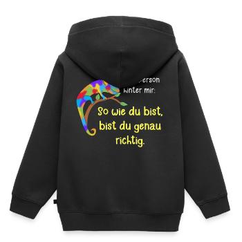 An die Person hinter mir - Kinder Premium Organic Hoodie - Schwarz - Hinten - AI Model Kid Male (0cm)