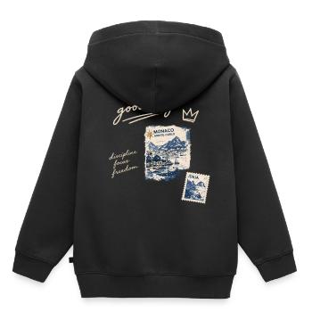 Good Boy Freiheit Reise-Stempel - Kinder Premium Organic Hoodie - Schwarz - Hinten - AI Model Kid Male (0cm)