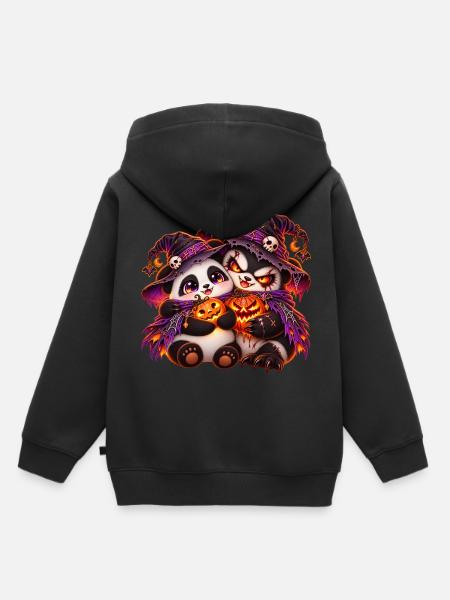 Pand'Halloween Panda-Kuschung (Yin-Yang) - Kinder Premium Organic Hoodie - Schwarz