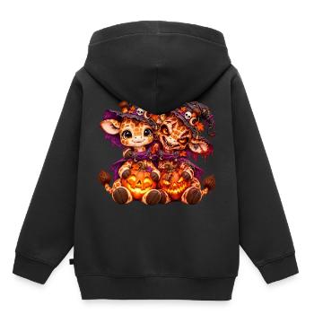 Giraffe Gir'Halloween-Kuschel (Yin-Yang) - Kinder Premium Organic Hoodie - Schwarz - Hinten - AI Model Kid Male (0cm)
