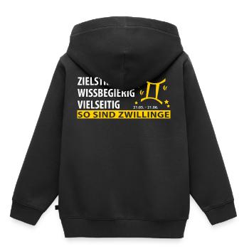 Sternzeichen Zwilling - Eigenschaften - Kinder Premium Organic Hoodie - Schwarz - Hinten - AI Model Kid Male (0cm)