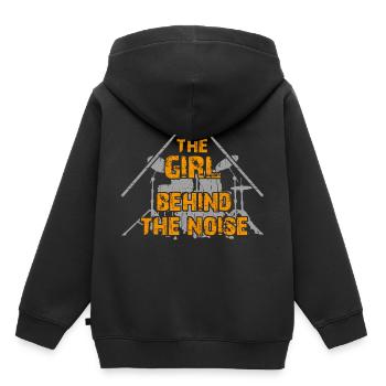 Mädchen lieben Schlagzeug - das Girl am Drumkit - Kinder Premium Organic Hoodie - Schwarz - Hinten - AI Model Kid Male (0cm)