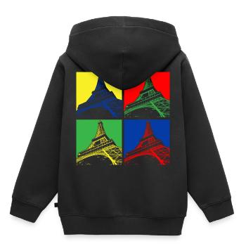tour Eiffel - Sweat Premium à capuche enfant bio - noir - Dos - AI Model Kid Male (0cm)
