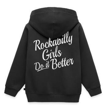 Rockabilly femme fille vintage - Sweat Premium à capuche enfant bio - noir - Dos - AI Model Kid Male (0cm)