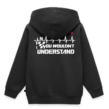 Vous ne comprendriez pas le matériel 6 - Sweat Premium à capuche enfant bio - noir - Dos - AI Model Kid Male (0cm)