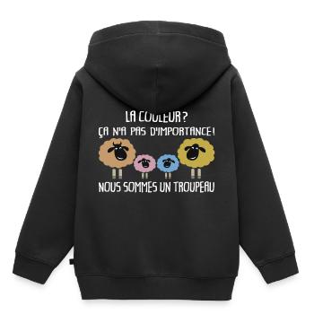 Peu importe la couleur, nous sommes un troupeau - Sweat Premium à capuche enfant bio - noir - Dos - AI Model Kid Male (0cm)