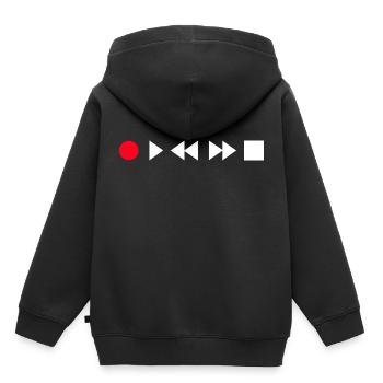 Record Play Rewind Fast Forward Stop - Sweat Premium à capuche enfant bio - noir - Dos - AI Model Kid Male (0cm)