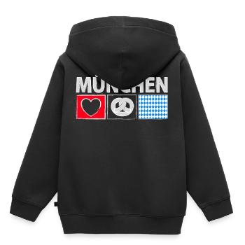 München mit Herz - Kinder Premium Organic Hoodie - Schwarz - Hinten - AI Model Kid Male (0cm)