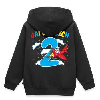 2. Geburtstag Katze Flugzeug Flieger Geschenk - Kinder Premium Organic Hoodie - Schwarz - Hinten - AI Model Kid Male (0cm)