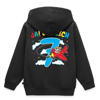 7. Geburtstag Hund Pilot Flugzeug Flieger Geschenk - Kinder Premium Organic Hoodie - Schwarz - Hinten - AI Model Kid Male (0cm)