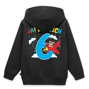 6. Geburtstag Hund Pilot Flugzeug Flieger Geschenk - Kinder Premium Organic Hoodie - Schwarz - Hinten - AI Model Kid Male (0cm)