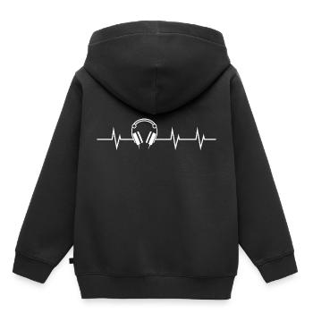 Heartbeat & Headphones - Kinder Premium Organic Hoodie - Schwarz - Hinten - AI Model Kid Male (0cm)