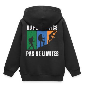 Du plat au pics, pas de limites - Sweat Premium à capuche enfant bio - noir - Dos - AI Model Kid Male (0cm)