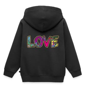 AMOUR, AMOUR - Sweat Premium à capuche enfant bio - noir - Dos - AI Model Kid Male (0cm)