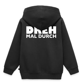 Dreh mal durch - Kinder Premium Organic Hoodie - Schwarz - Hinten - AI Model Kid Male (0cm)