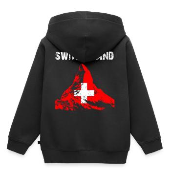 Nation-Design Suisse Cervin 85ni - Sweat Premium à capuche enfant bio - noir - Dos - AI Model Kid Male (0cm)