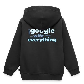 I don‘t need Google my wife knows everything - Kinder Premium Organic Hoodie - Schwarz - Hinten - AI Model Kid Male (0cm)