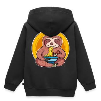 Ramen Life Motiv Faultier Motiv Shirt Ramen Noodle - Kinder Premium Organic Hoodie - Schwarz - Hinten - AI Model Kid Male (0cm)