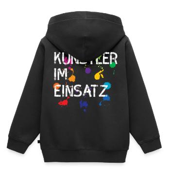 Artiste en utilisation cadeau art - Sweat Premium à capuche enfant bio - noir - Dos - AI Model Kid Male (0cm)