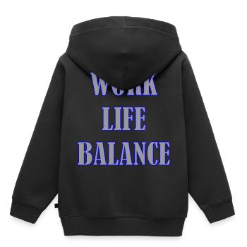 WORK LIFE BALANCE - Kinder Premium Organic Hoodie - Schwarz - Hinten - AI Model Kid Male (0cm)