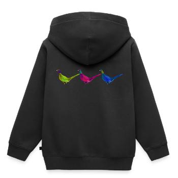 faisan couleurs oiseau néon art - Sweat Premium à capuche enfant bio - noir - Dos - AI Model Kid Male (0cm)