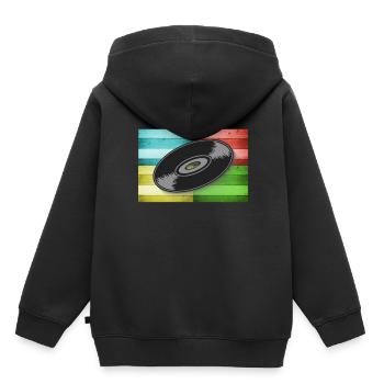 Vinyle sur Pop Art - Sweat Premium à capuche enfant bio - noir - Dos - AI Model Kid Male (0cm)