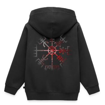 Vegvisir 02 - Sweat Premium à capuche enfant bio - noir - Dos - AI Model Kid Male (0cm)