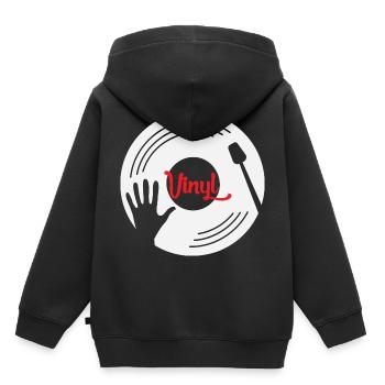 Plaque de coffrage Vinyle Plattenspieler Dj Retro Cadeau - Sweat Premium à capuche enfant bio - noir - Dos - AI Model Kid Male (0cm)