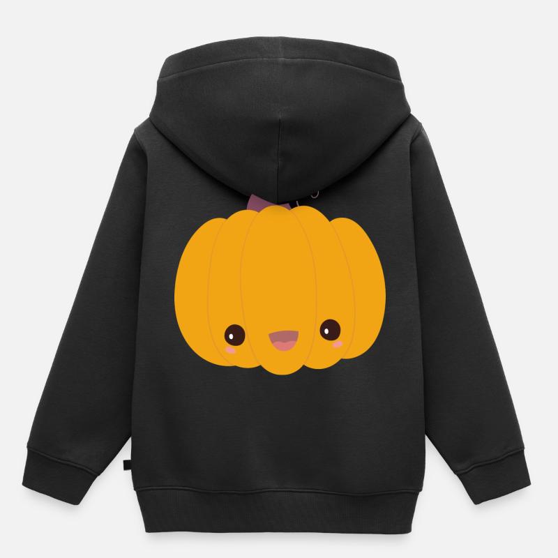 citrouille - Sweat Premium à capuche enfant bio - noir