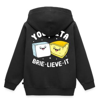 Fromage Feta fromage - Sweat Premium à capuche enfant bio - noir - Dos - AI Model Kid Male (0cm)