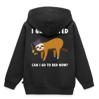 J’ai obtenu mon diplôme Puis-je aller me coucher maintenant? - Sweat Premium à capuche enfant bio - noir - Dos - AI Model Kid Male (0cm)