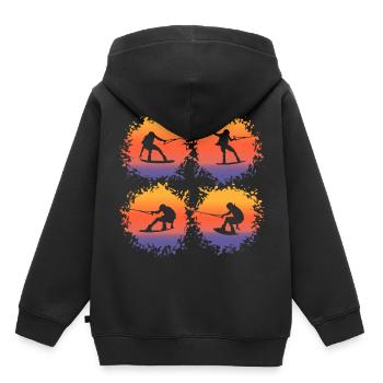 Wakeboard Surfboard Waken Wakeskate Retro - Sweat Premium à capuche enfant bio - noir - Dos - AI Model Kid Male (0cm)