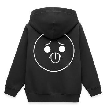 Emoji sketch effronté blanc - Sweat Premium à capuche enfant bio - noir - Dos - AI Model Kid Male (0cm)