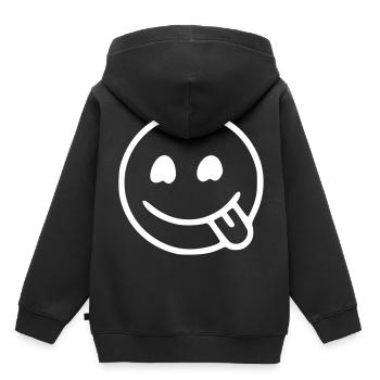 Emoji Skizze hungrig weiß - Kinder Premium Organic Hoodie - Schwarz - Hinten - AI Model Kid Male (0cm)