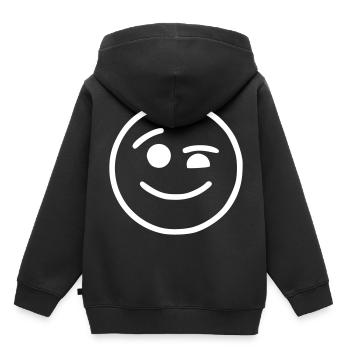 Emoji Skizze zwinkern weiß - Kinder Premium Organic Hoodie - Schwarz - Hinten - AI Model Kid Male (0cm)