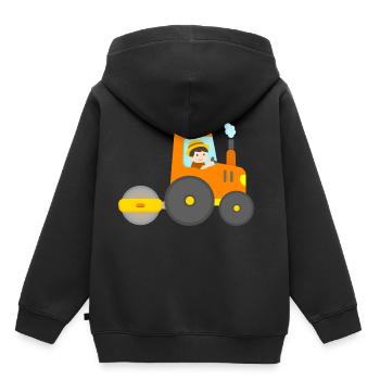 Bauer Traktor mit Walze Bauernhof Kind - Kinder Premium Organic Hoodie - Schwarz - Hinten - AI Model Kid Male (0cm)