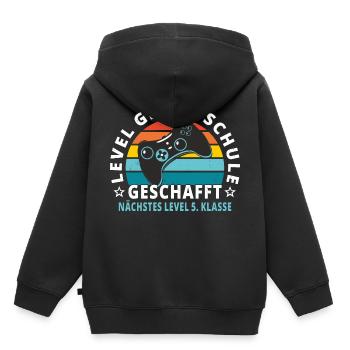 Grundschule Abschluss Level Grundschule Geschafft - Kinder Premium Organic Hoodie - Schwarz - Hinten - AI Model Kid Male (0cm)