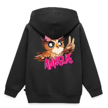 ANNELIE - Schöner Mädchen Name mit süßer EULE - Kinder Premium Organic Hoodie - Schwarz - Hinten - AI Model Kid Male (0cm)