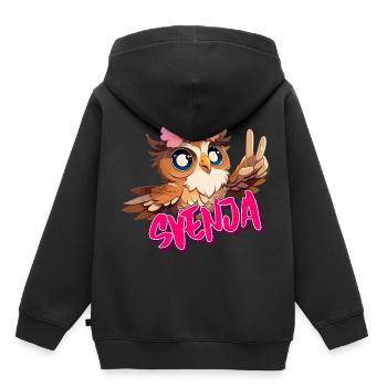 SVENJA - Schöner Mädchen Name mit süßer EULE - Kinder Premium Organic Hoodie - Schwarz - Hinten - AI Model Kid Male (0cm)